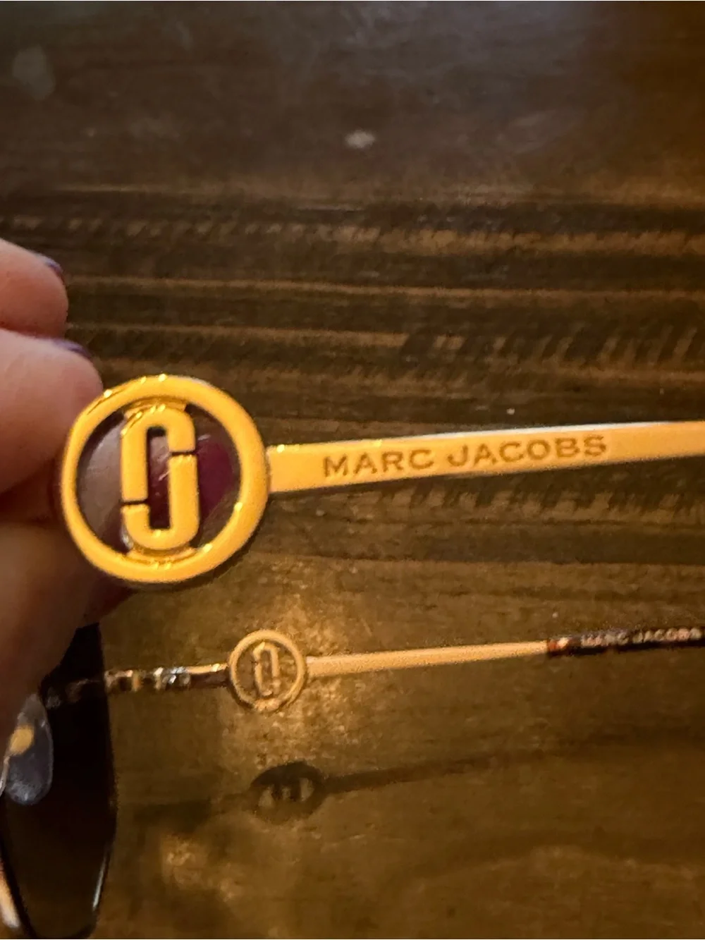 Marc Jacobs Gold Metal Hexagonal Sunglasses with Smoke Lenses